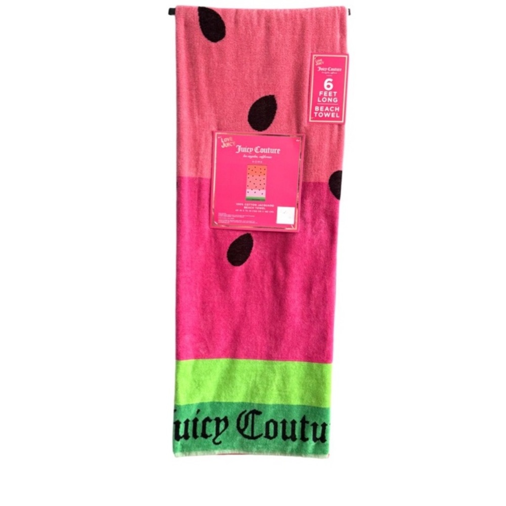Juicy Couture Watermelon Beach Towel 100% Cotton 6 Foot Pink Black Green